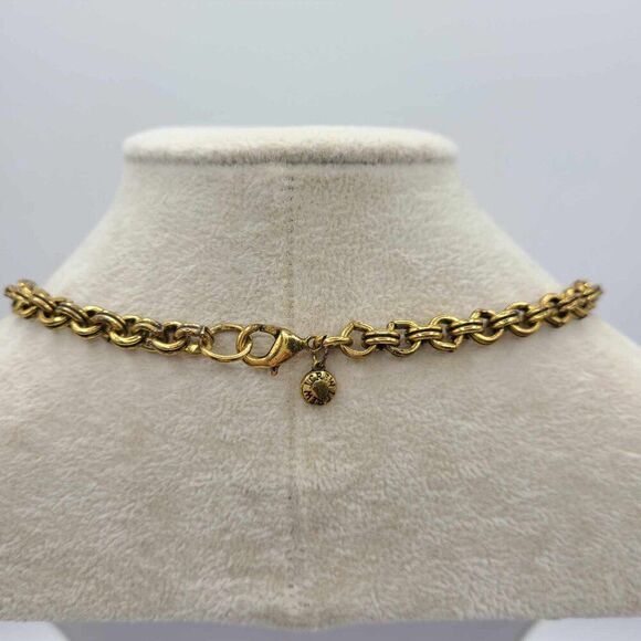 J Crew Rose Gold Tone Pink Gray Resin Stone Clear Crystal Necklace - Picture 5 of 10